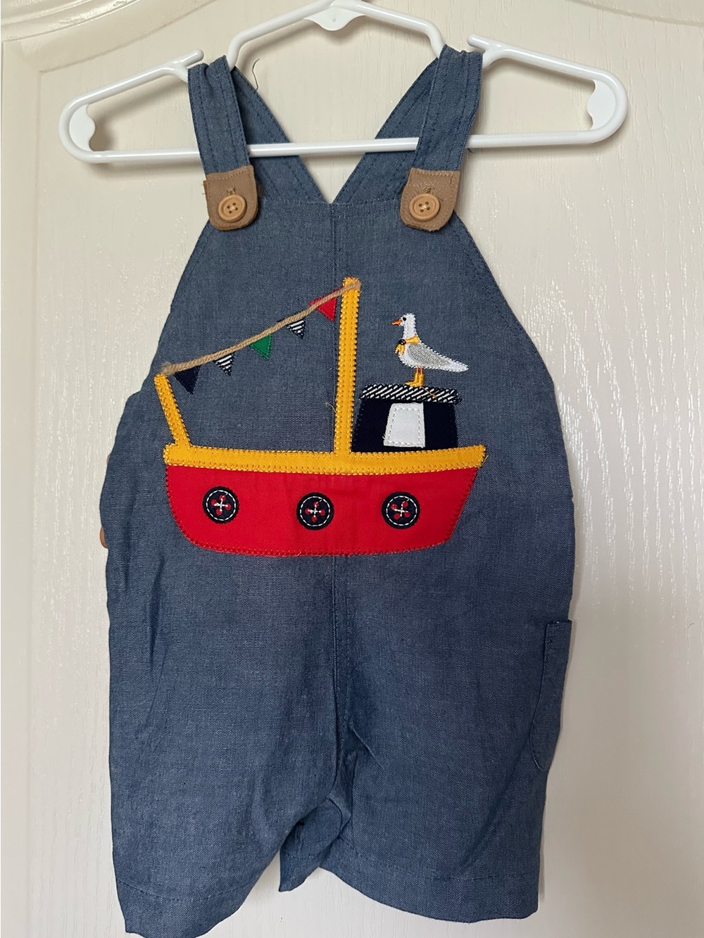Mud Pie Baby Boy Nautical Sailboat Shortall Romper 9–12 Months